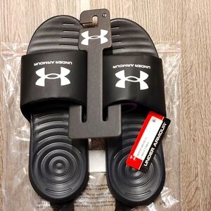 Under Armour Black Slide Sandals with Logo